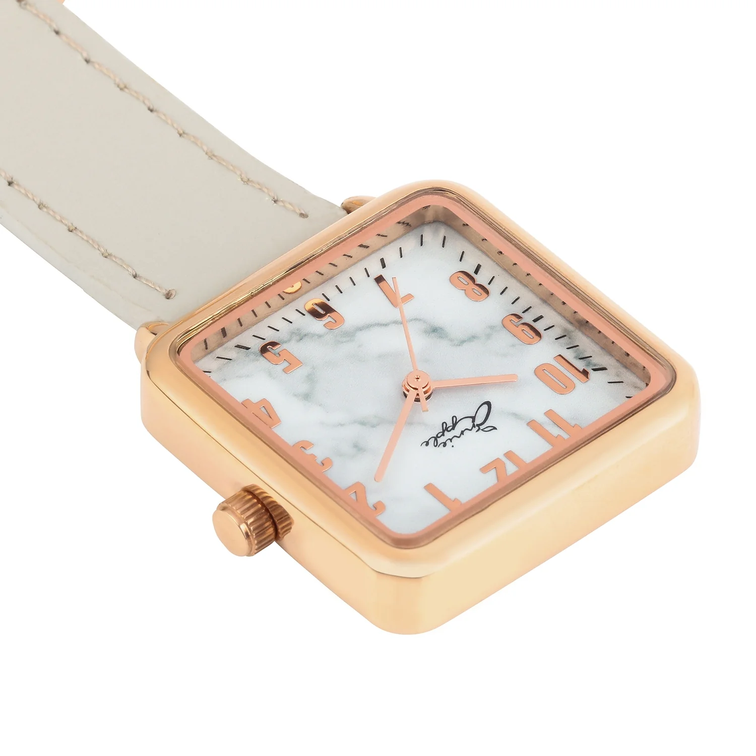 Annie Apple Nurses Fob Watch - Eunoia - Rose Gold/Grey - Leather - 28mm - Image 2