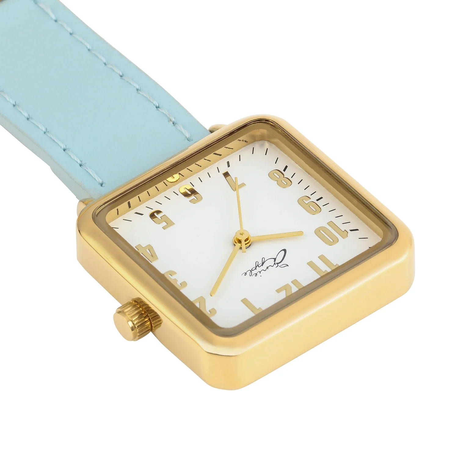 Annie Apple Nurses Fob Watch - Eunoia - White/Gold/Blue - Leather - 28mm - Image 3