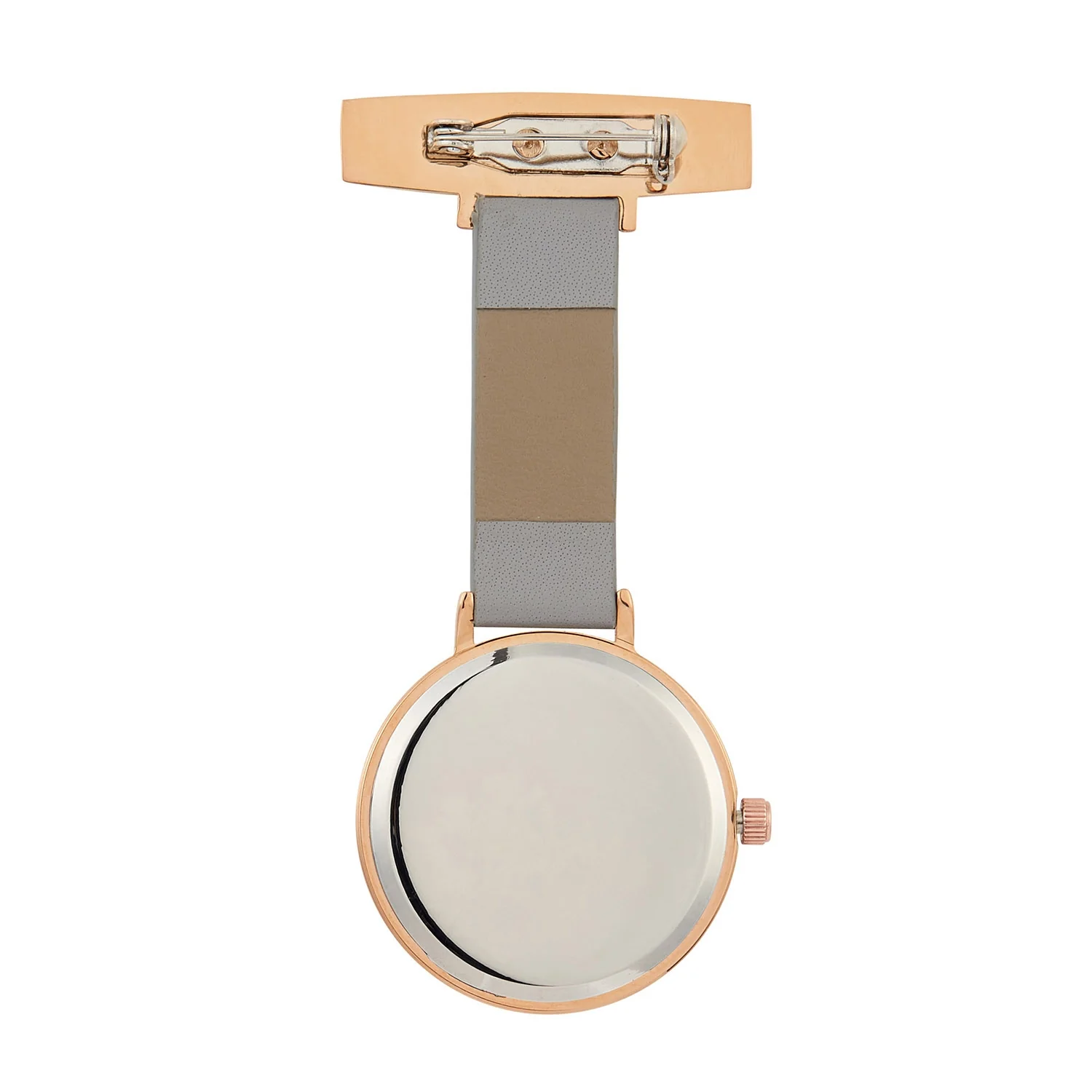 Annie Apple Nurses Fob Watch - Meraki - Grey/Rose Gold/Grey - Leather - 35mm - Image 4