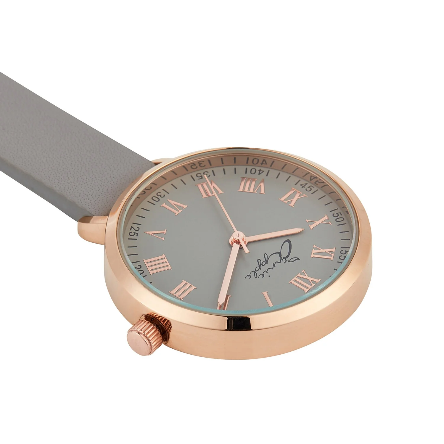Annie Apple Nurses Fob Watch - Meraki - Grey/Rose Gold/Grey - Leather - 35mm - Image 5