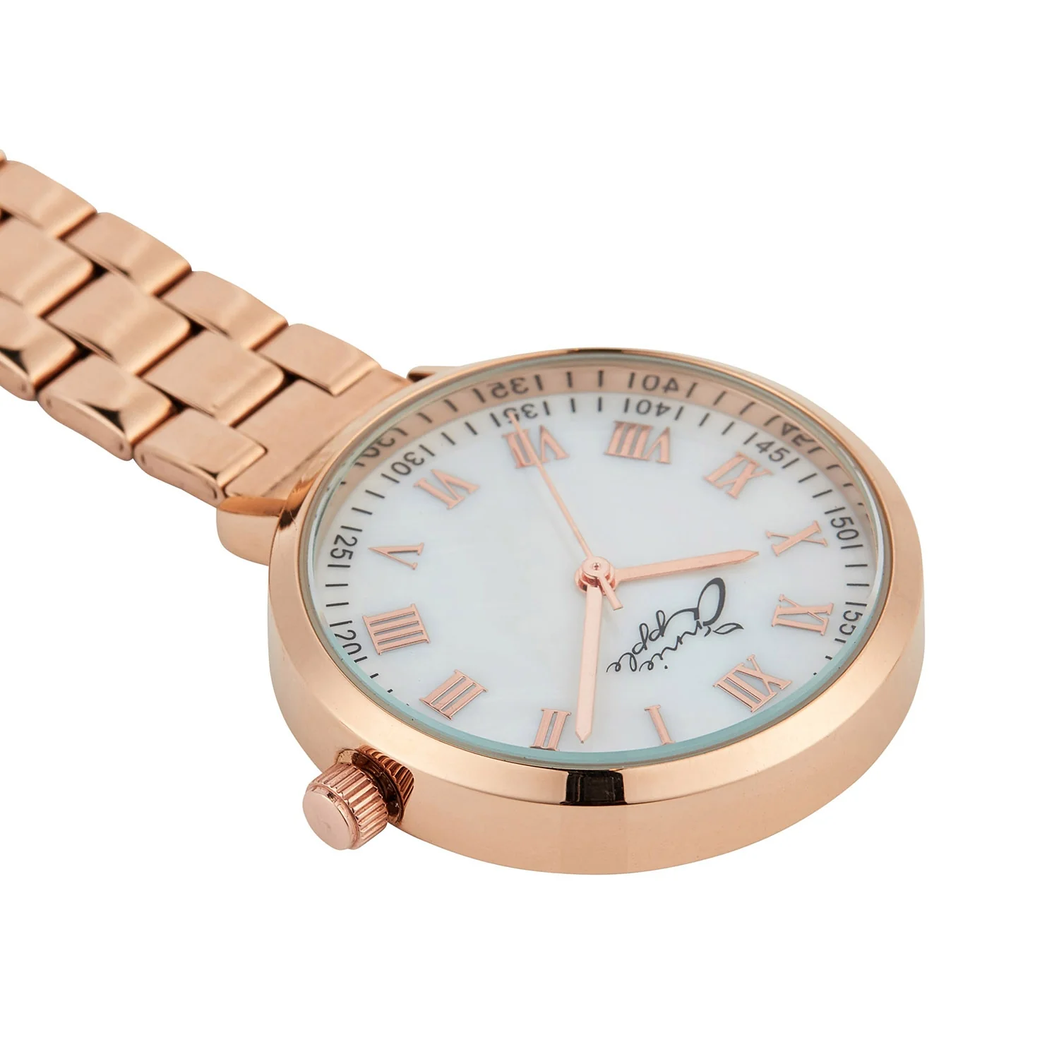 Annie Apple Nurses Fob Watch - Meraki - Pearl/Rose Gold - Link - 35mm - Image 4