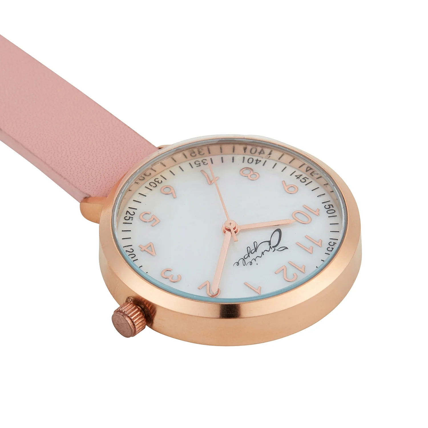 Annie Apple Nurses Fob Watch - Meraki - Pearl/Rose Gold/Pink - Leather - 35mm - Image 4