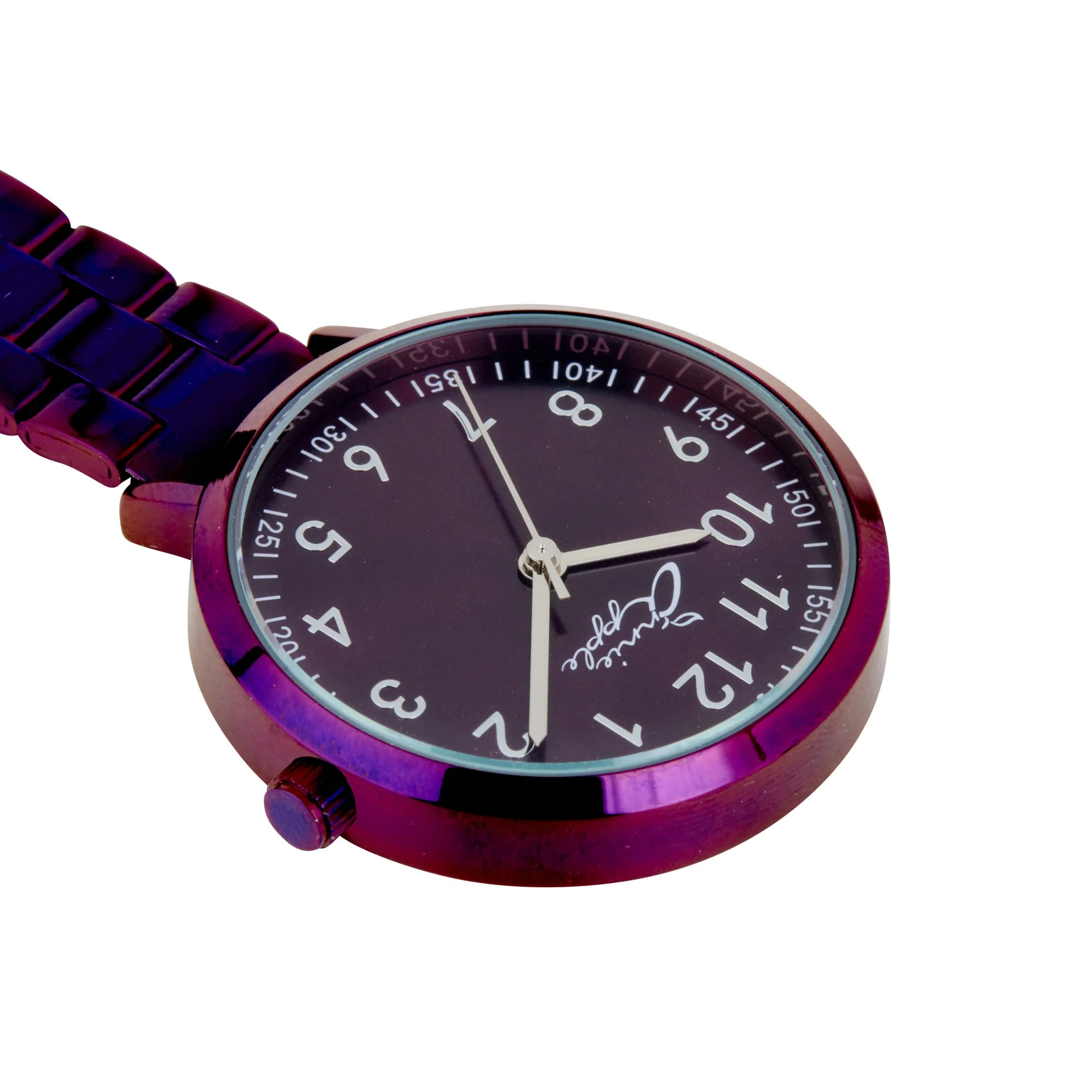 Annie Apple Nurses Fob Watch - Meraki - Silver/Purple - Link - 35mm - Image 4