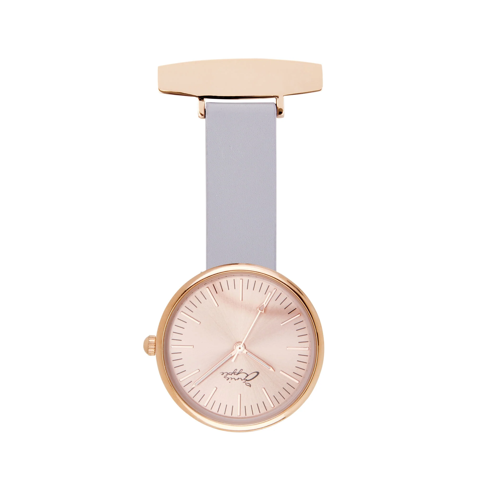Annie Apple Nurses Fob Watch - Venus - Rose Gold Mesh - Lilac Leather - 35mm - Image 6