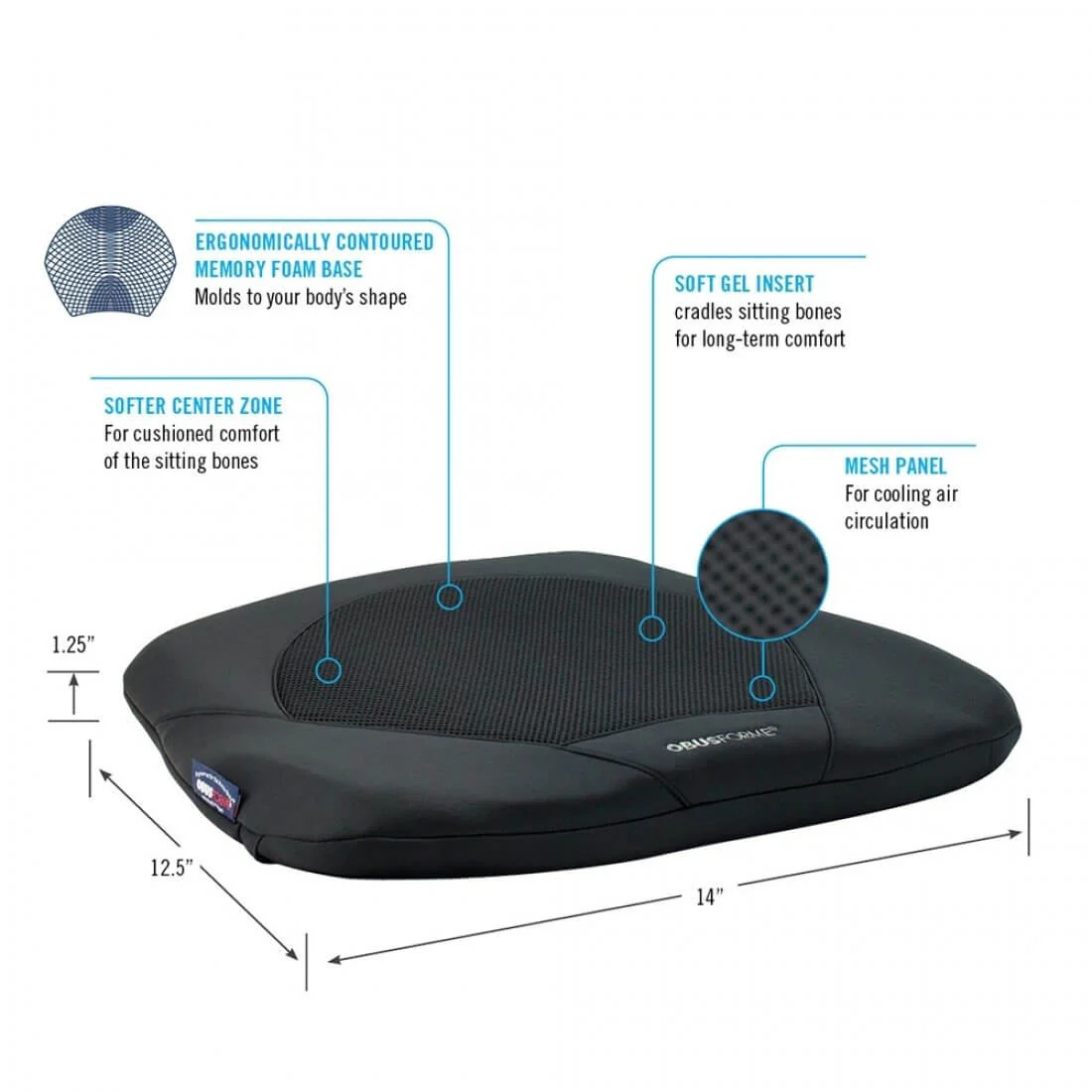 Obusforme - Gel seat - 12.5" c 1.25" x 14" - Image 2