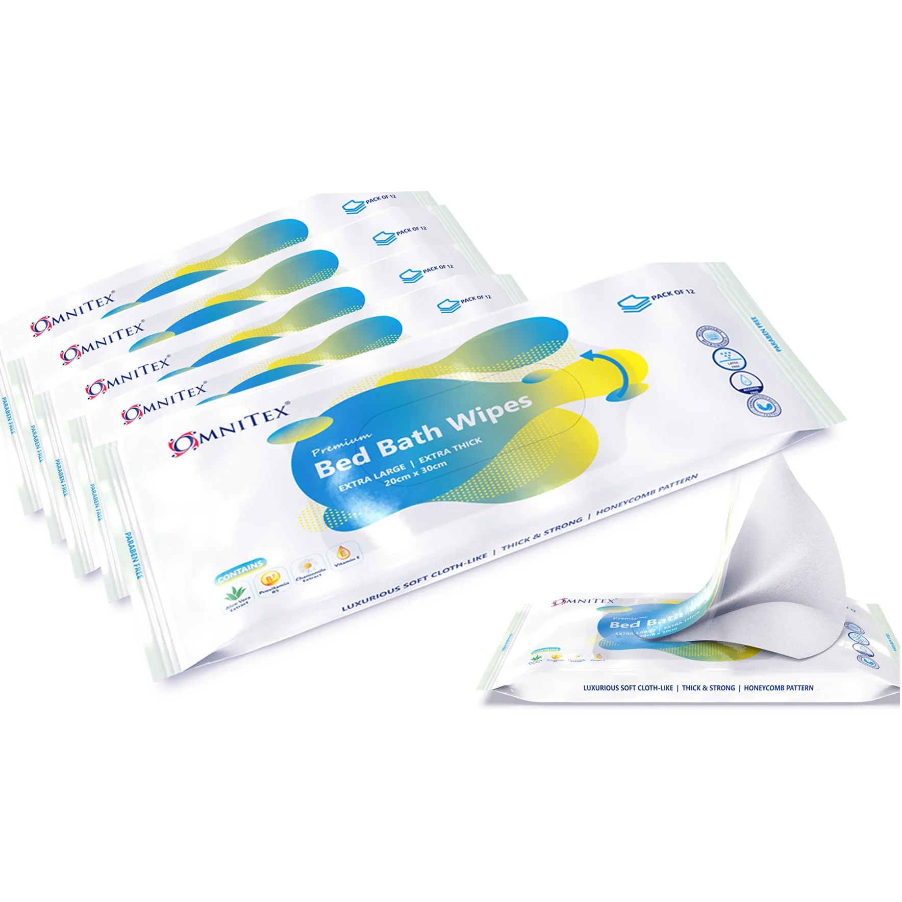 Omnitex Premium Bed Bath Wipes - Pack of 12 - Image 5