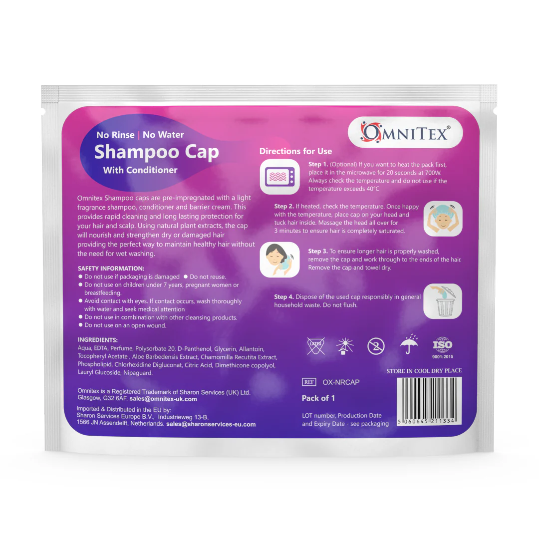 Omnitex Rinse-Free Shampoo Cap with Conditioner - Microwaveable - Image 3