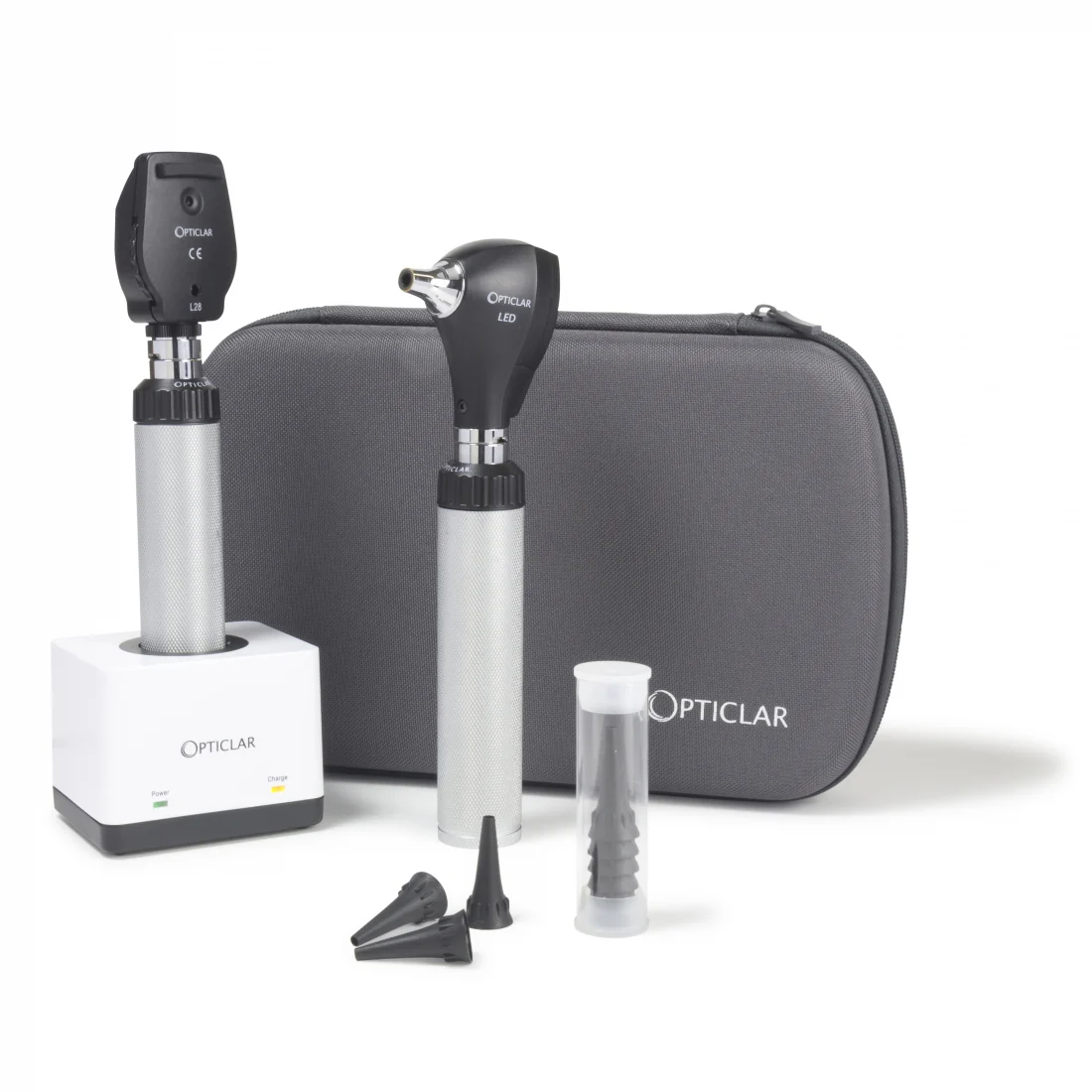 Opticlar Visionmed LED Diagnostic Set, S1 Otoscope, L28 Ophthalmoscope, Metal LI-ON Rechargeable Handle
