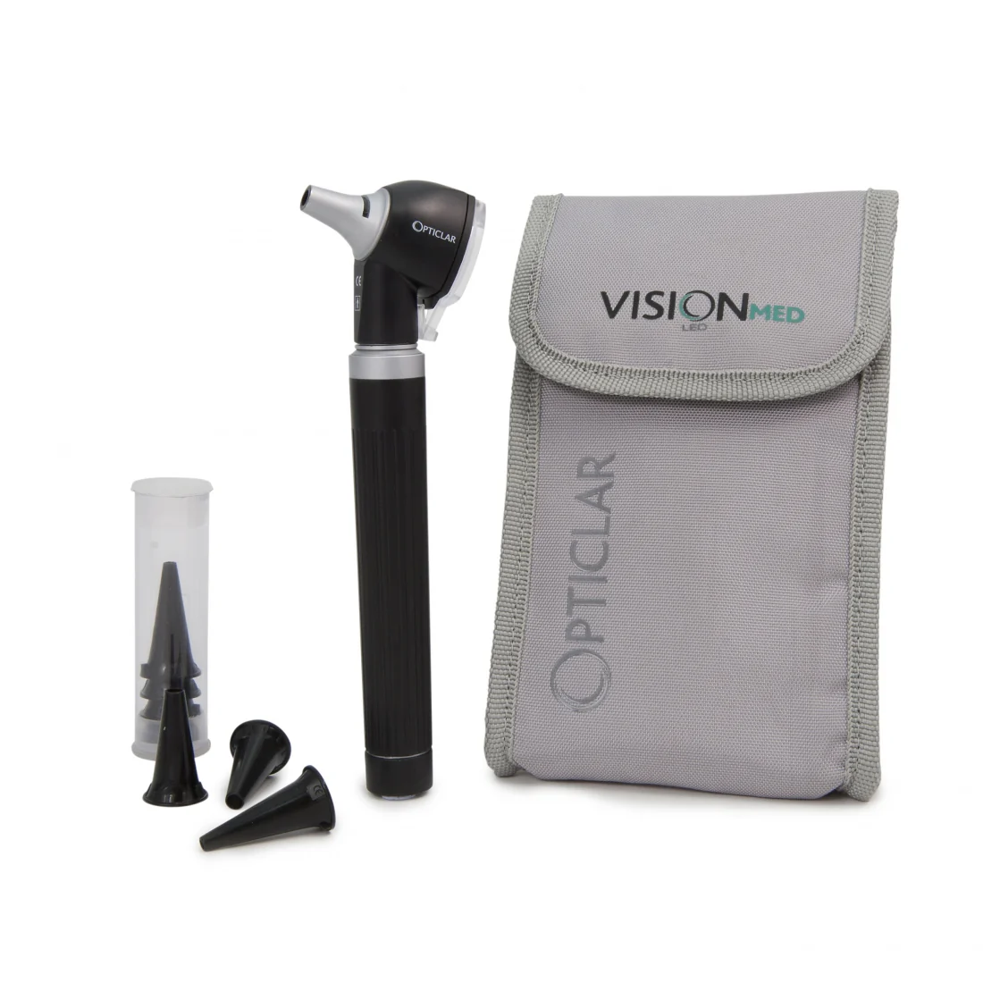 Opticlar Visionmed P2 LED Fibre Optic Pocket Otoscope in case, with Disposable Tips - BLK