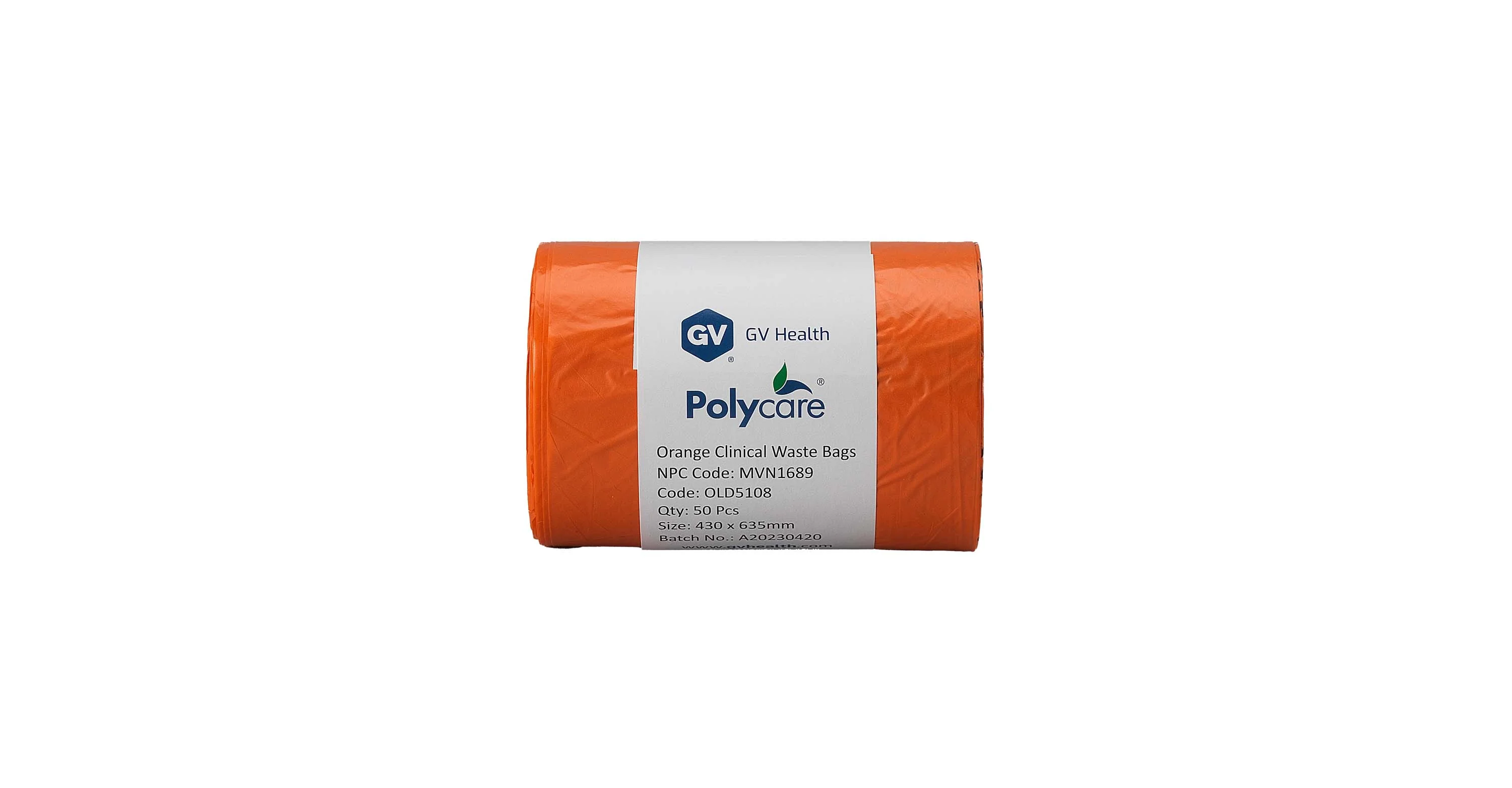 Orange - Medium Duty Clinical Waste Bags - Small 20L - Roll of 50