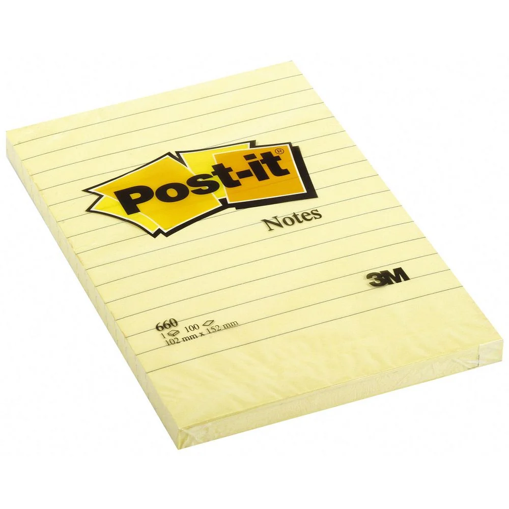 Post-it Notes XXL 102 x 152mm Lined Canary Yellow (Pack of 6)