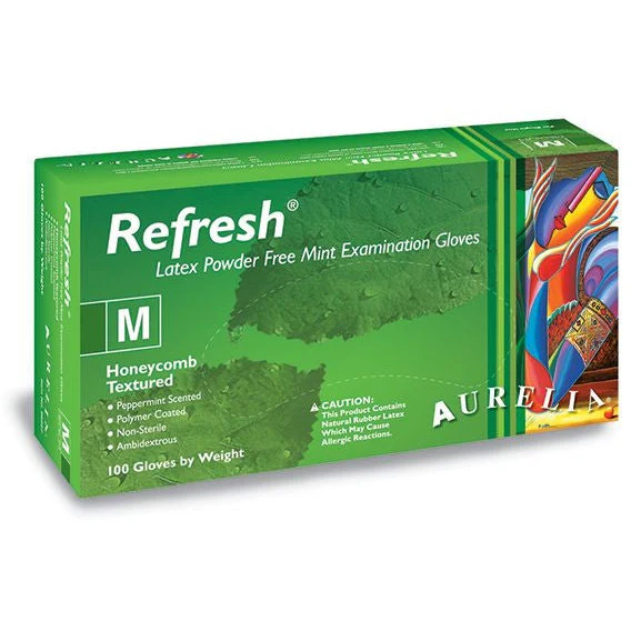 Aurelia® Refresh® Powder Free Latex Examination Gloves - Peppermint - L - 100 - Image 3