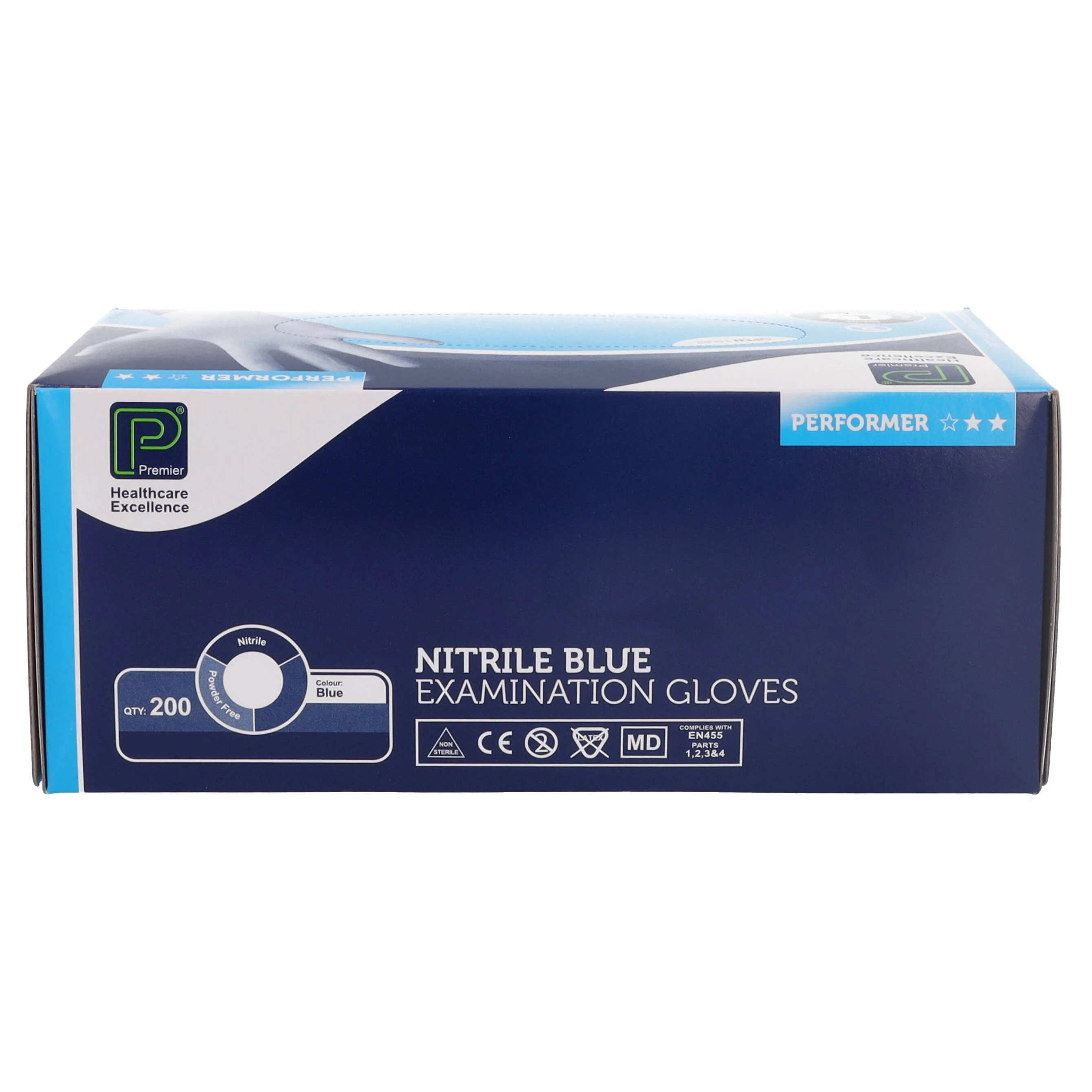 Premier Blue Nitrile Examination Gloves - Non Sterile - Small - Box Of 200 - Image 5