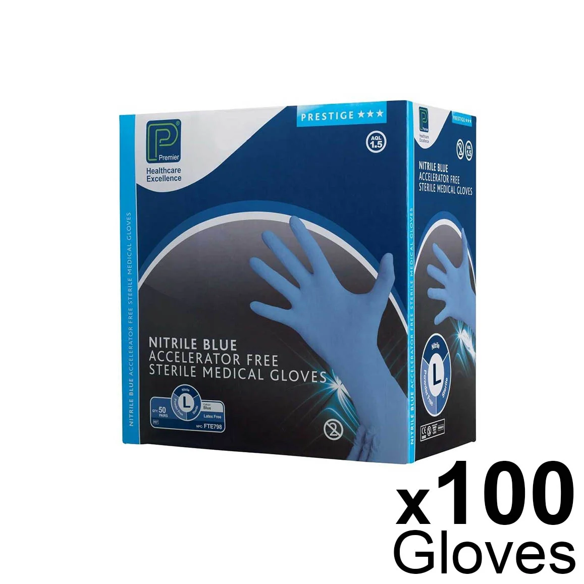 Premier Prestige Sterile Nitrile Powder Free Gloves - Large - 1 Box of 50 - Image 3