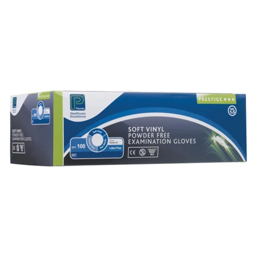 Premier Soft Vinyl Powder Free Examination Gloves - Small - Box of 100 - Image 2