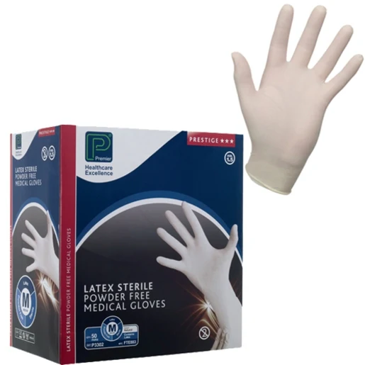 Premier Sterile Latex Exam Gloves (L) - 50 Pairs