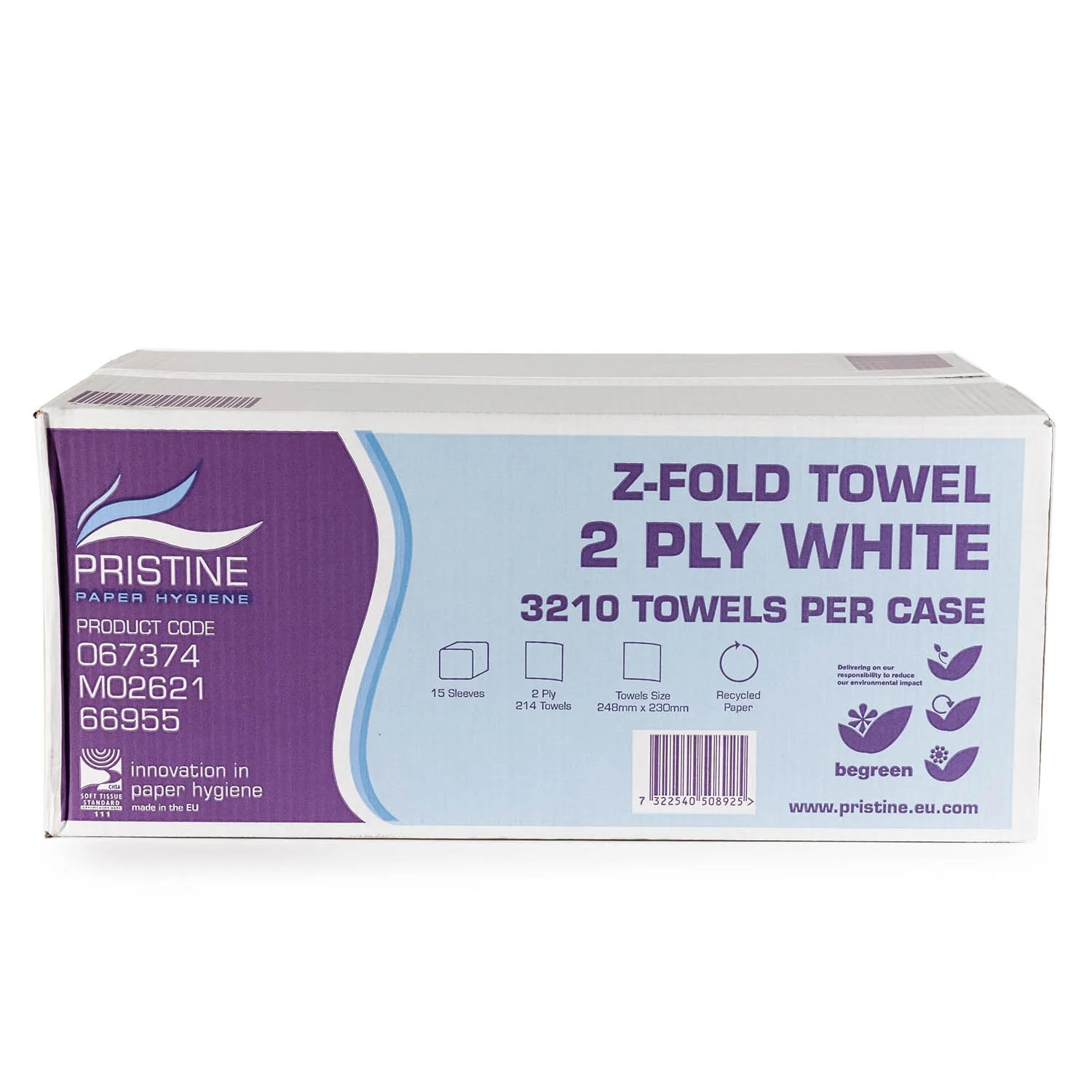 Pristine Z-Fold h/towel White 2ply - 15x214