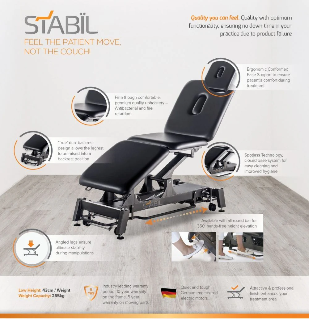 Pro 3 Section Treatment Table - Black - 360 Degree Operation - Image 2