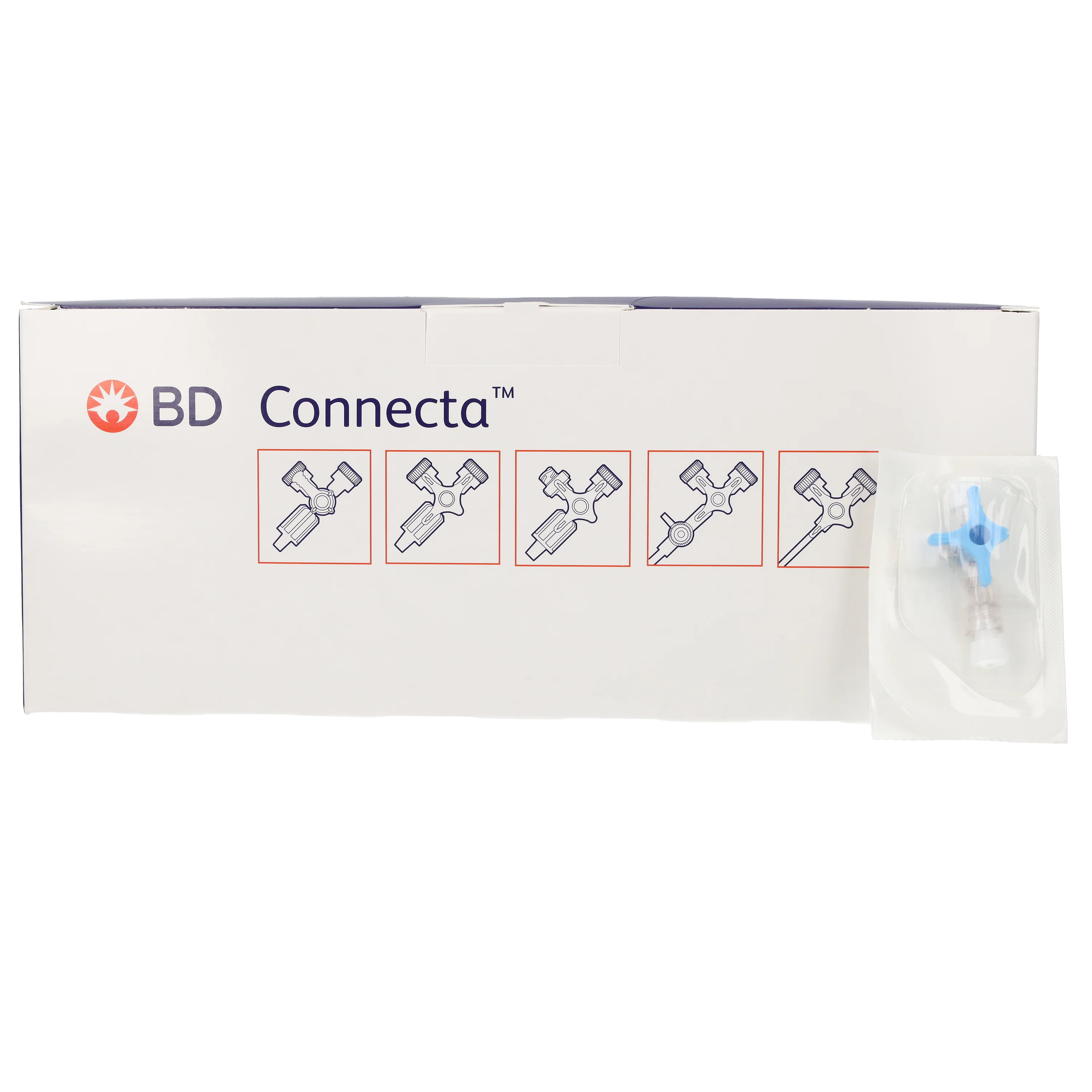 BD Connecta stopcock 3-way - Blue - Box of 100 - Image 2
