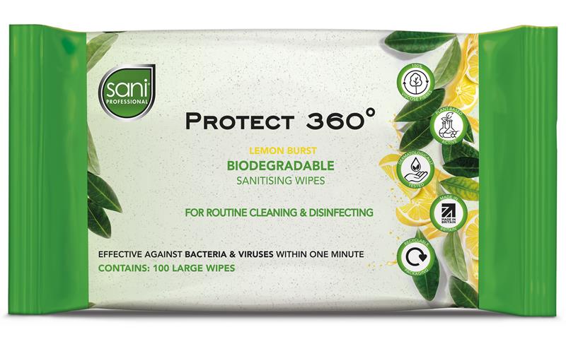 Protect 360° Biodegradable Sanitising Wipes - Pack of 100 Wipes