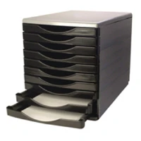 Q-Connect Black and Grey 10 Drawer Tower (Dimensions: L345 x W290 x H340mm)