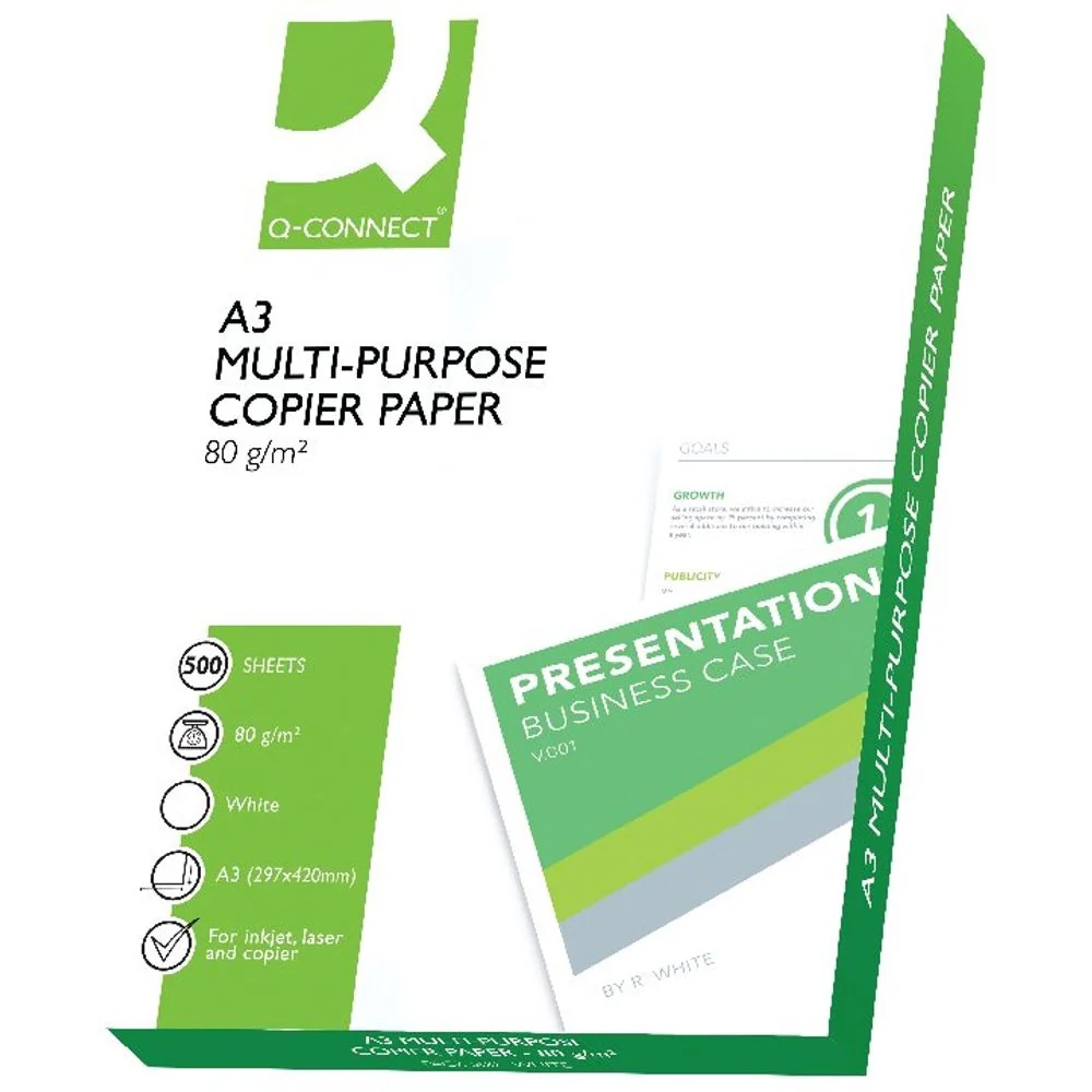 Q-Connect Copier A3 Paper 80gsm White Ream (Pack of 500)