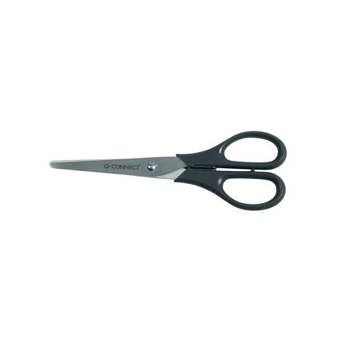 Q-Connect Ergonomic Scissors 170mm Stainless Steel Blades Black Handle - Image 2