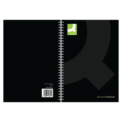 Q-Connect Hardback Wirebound Book A4 Black (Pack of 3)