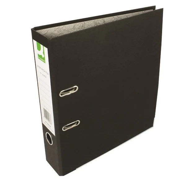 Q Connect Lever Arch File A4 Paper-Backed Black - KF20038 - Pack of 10