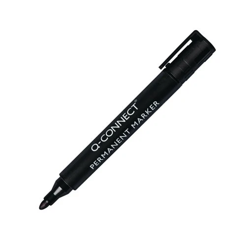 Q-Connect Permanent Marker Pen Bullet Tip Black - Pack of  10 - Image 2