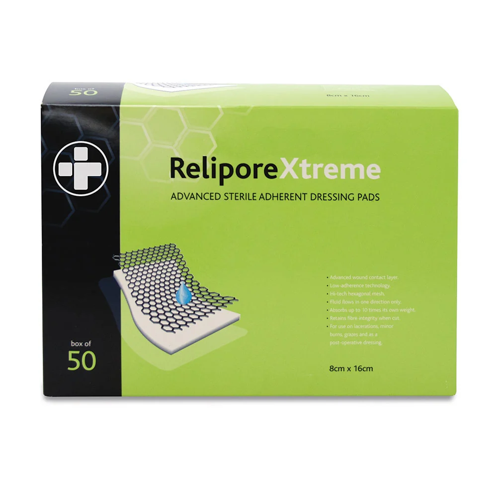 8m x 16cm Relipore Xtreme Adhesive Dressing Pads Sterile - Box of 50 - Image 2