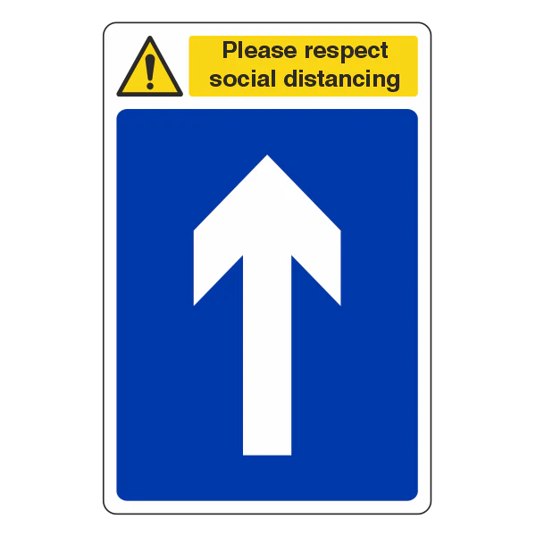 Respect Social Distancing - Arrow Ahead Sign - CLEARANCE