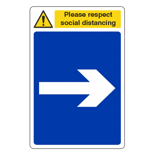 Respect Social Distancing - Arrow Right Sign - CLEARANCE