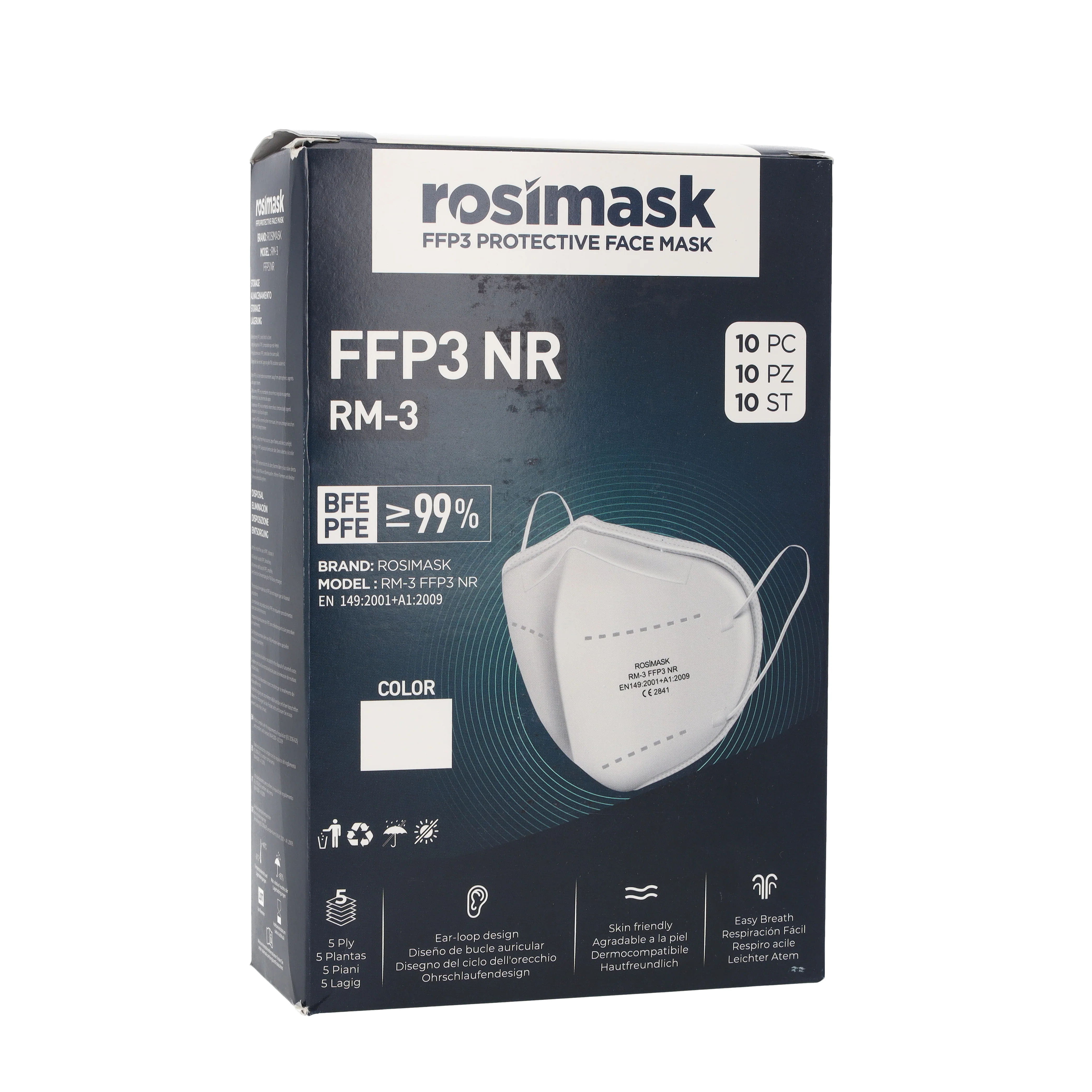 Rosimask FFP3 Face Masks (unvalved) Box of 10 - Image 3