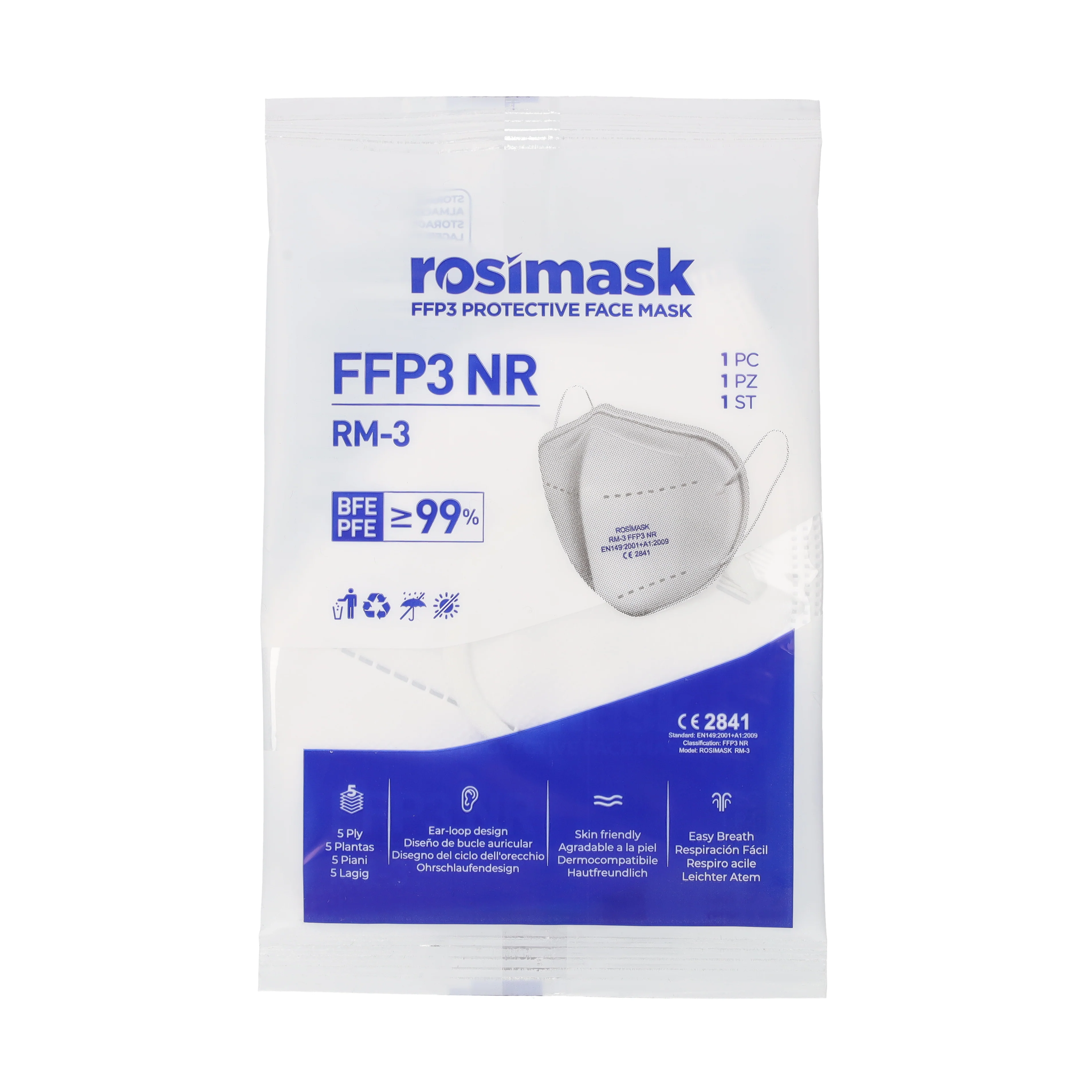 Rosimask FFP3 Face Masks (unvalved) Box of 10 - Image 5