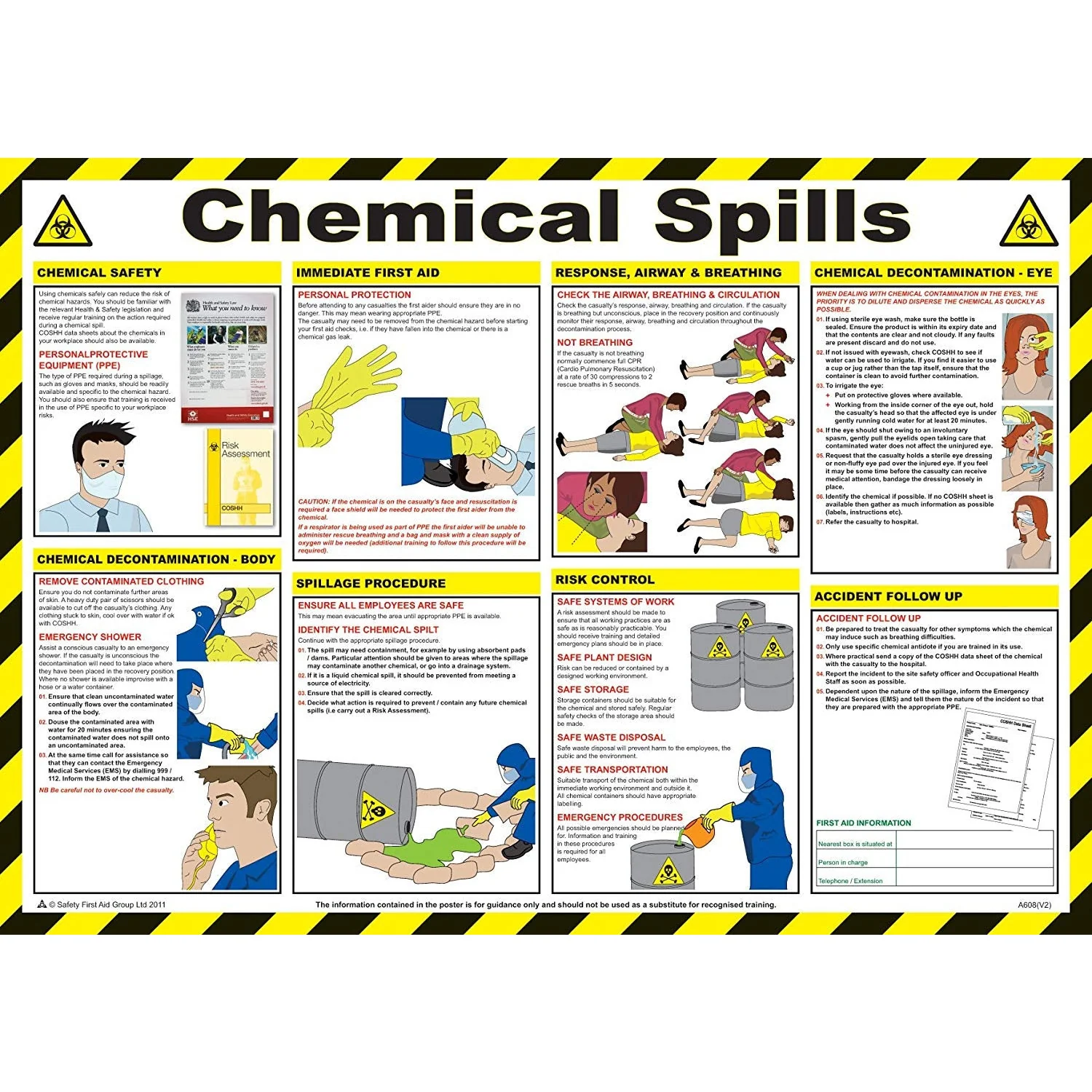 Safety First AID A608T Chemicals Spills Poster, 59 x 42 cm