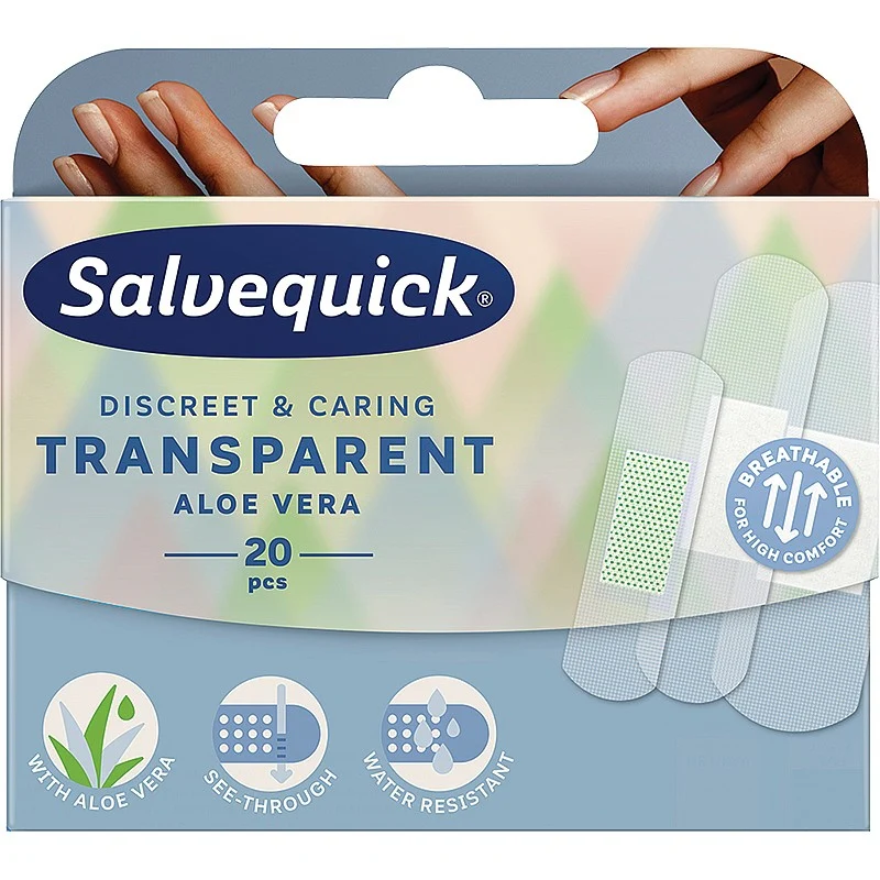 Salvequick Water Resistant Transparent Plasters Aloe Vera