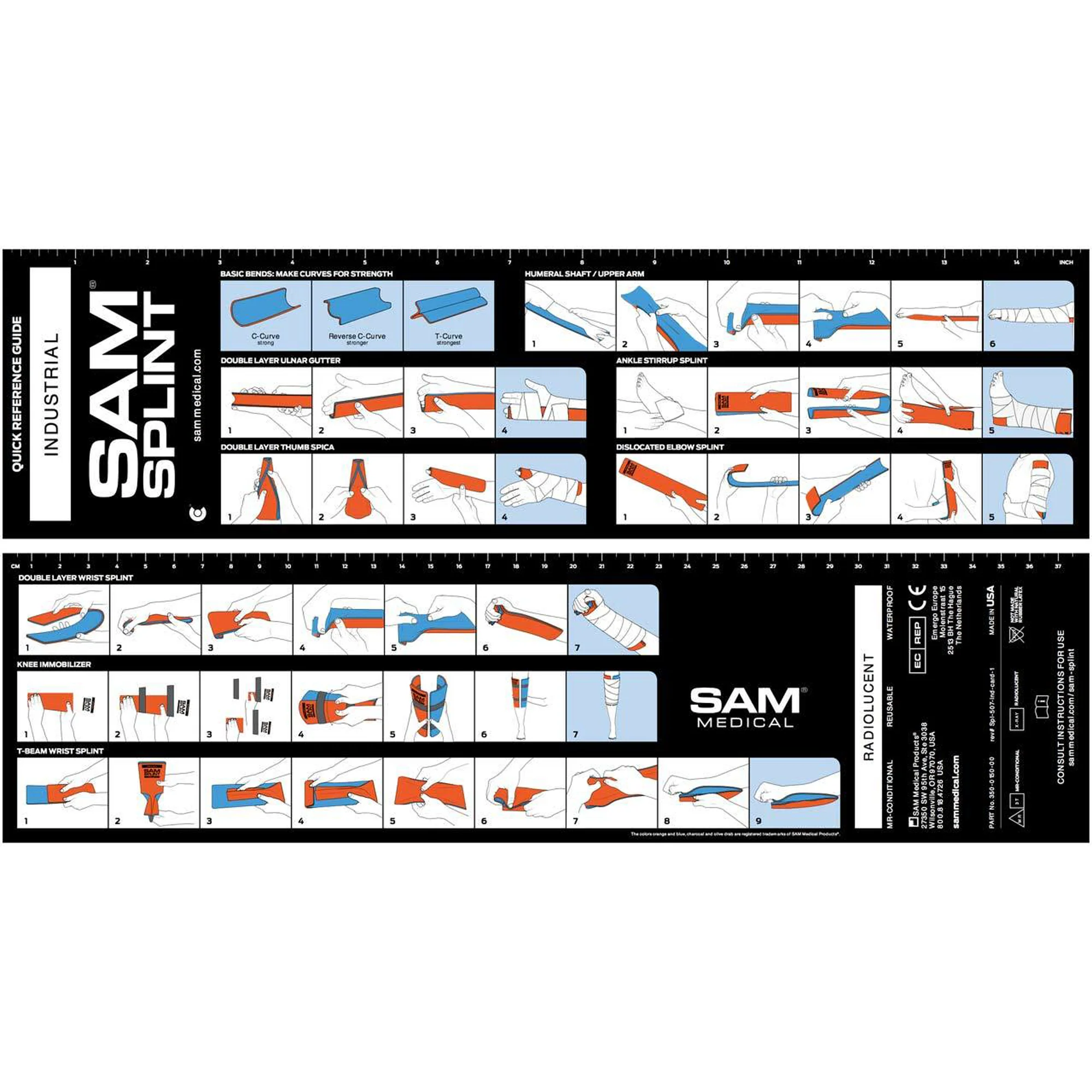 SAM® Splint 36" 91.4cm x 14cm XL - Orange & Blue - Image 6
