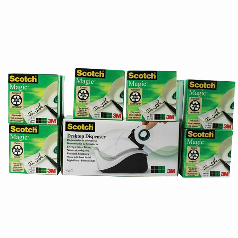 Scotch Magic Tape 810 19mm x 33m (Pack of 16) with Free Dispenser