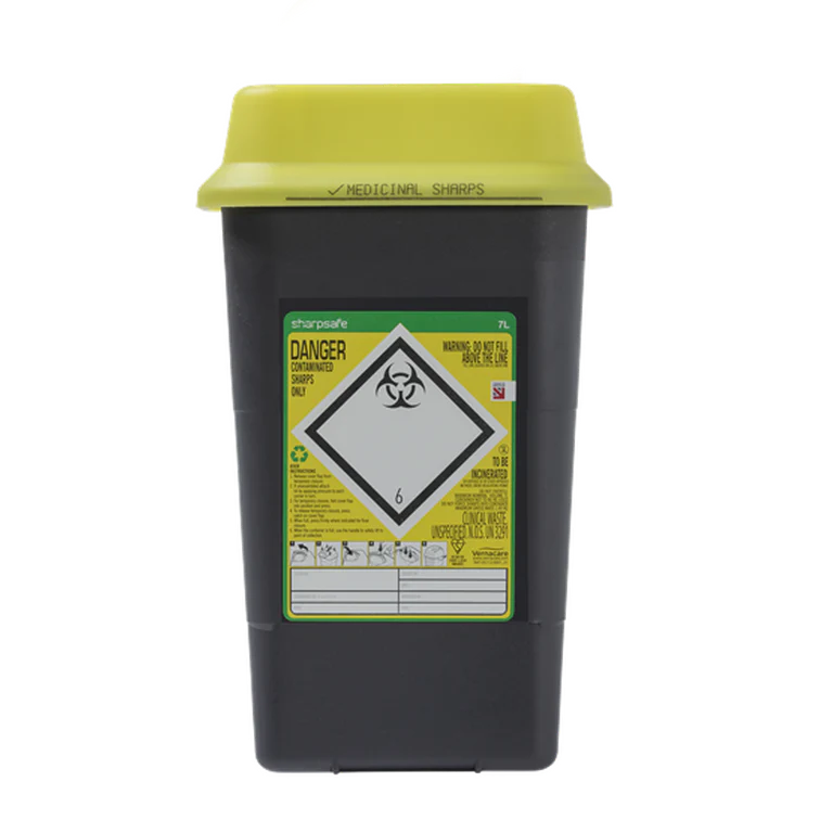 Sharpsafe® 7L Wide Recycled UK Yellow Lid