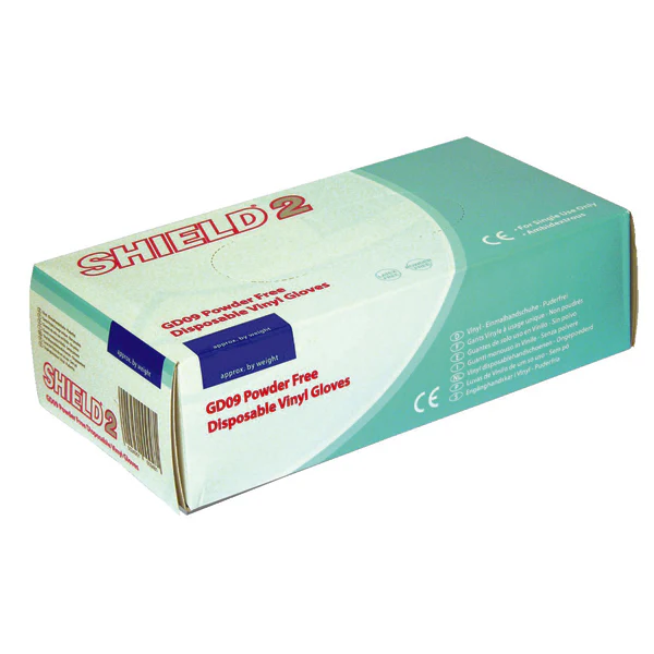 Shield PF Vinyl Gloves Medium Pk 100 Clear