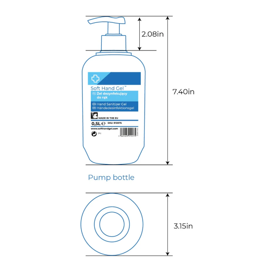 Soft Hand Gel Hand Sanitiser 500ml With Pump - Image 2