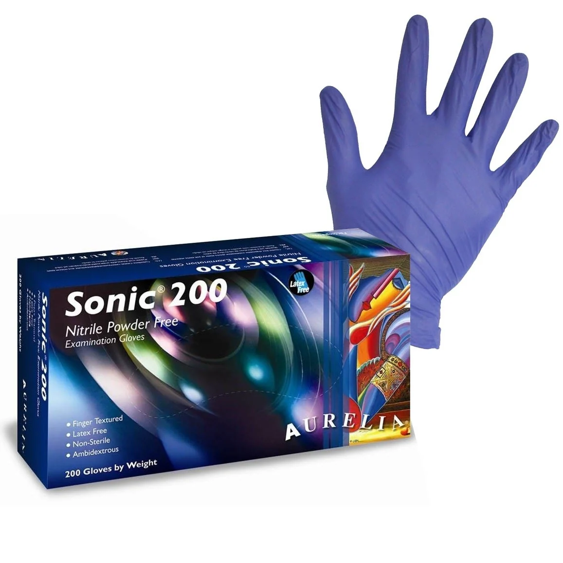 Aurelia Sonic 200 - Blue Nitrile Examination Gloves - Extra Small - Image 3