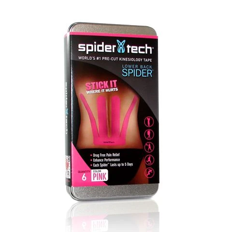 Spidertech Precut Kinesio Tape Lower Back 6 Pack - Pink