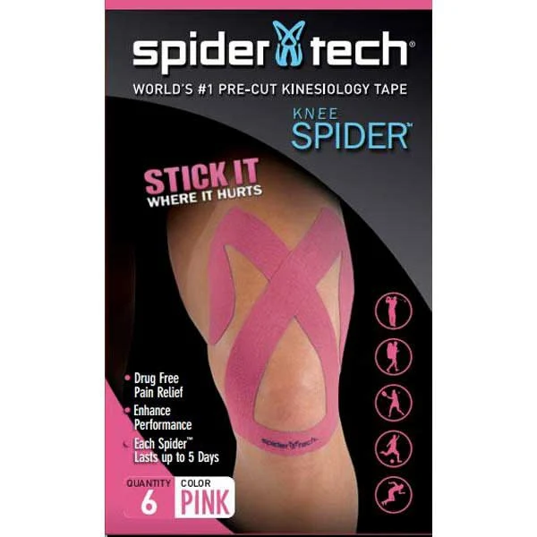 Spidertech Precut Kinesio Tape Upper Knee 6 Pack Pink