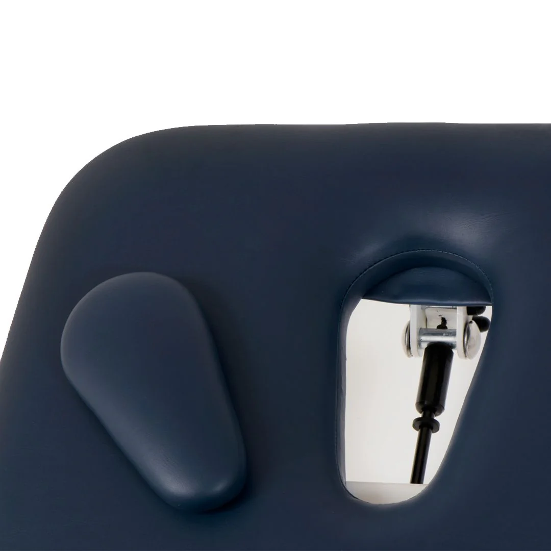 Stabil Komfort 3-Section Hydraulic Plinth - White Frame - Navy Blue Upholstery - Image 3
