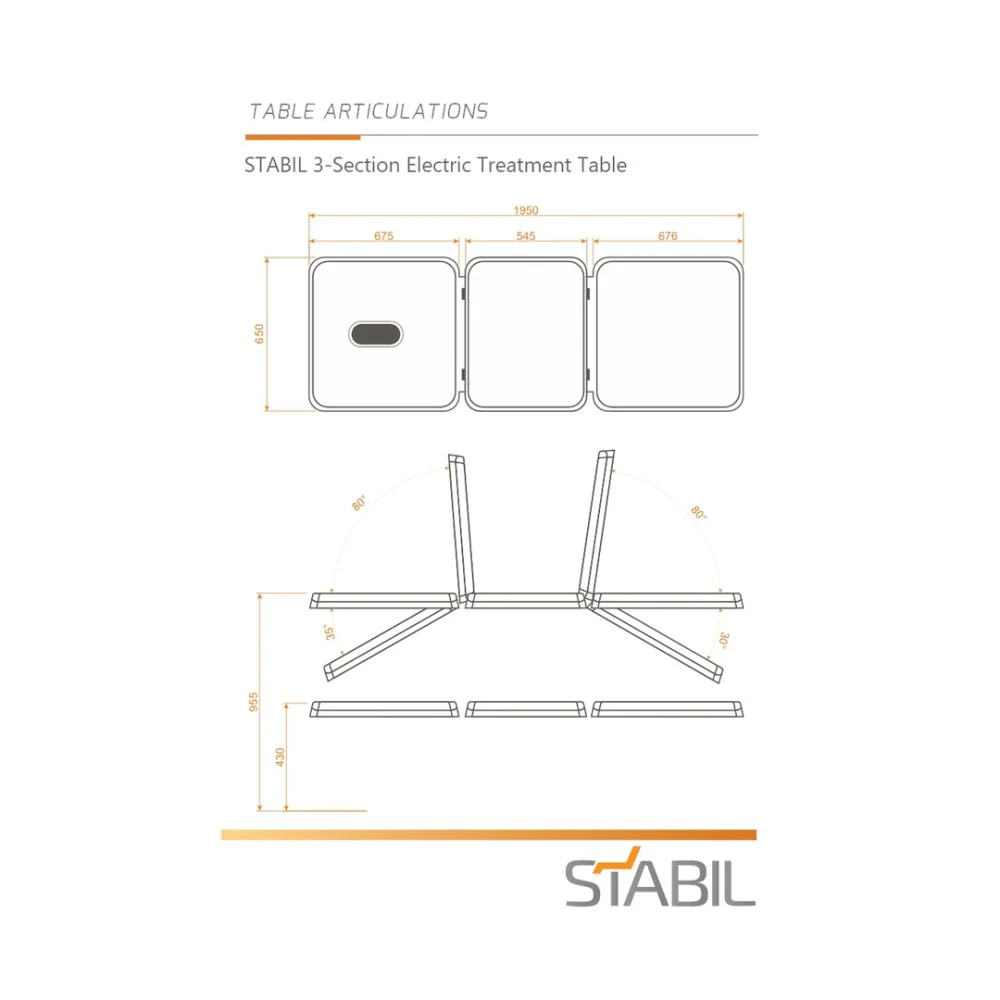 Stabil Pro 3-Section Electric - White Frame and Black Upholstery - Image 2