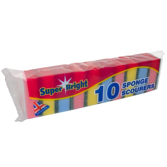 Super Bright Sponge Scourers - 10 Pack