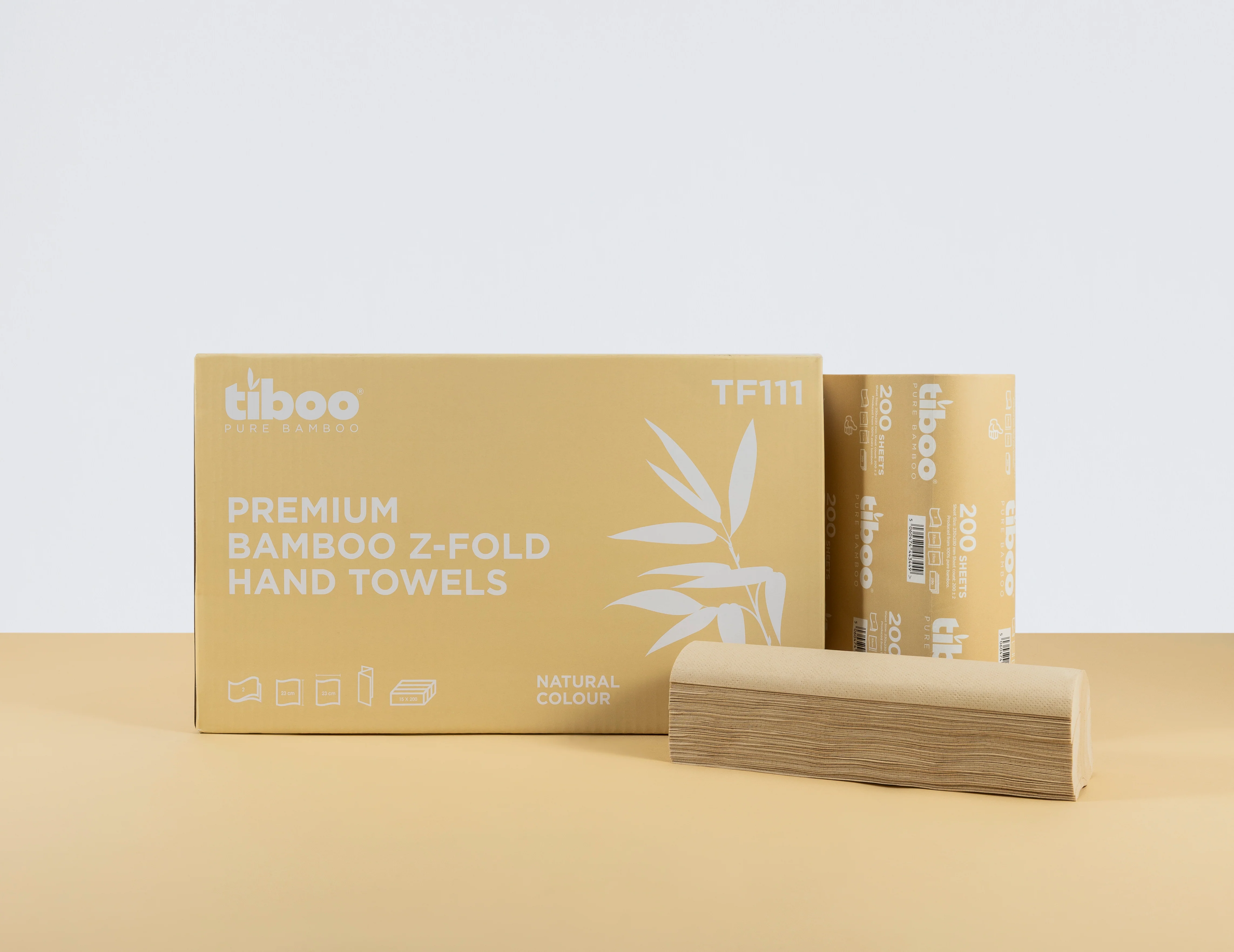 TIBOO UNBLEACHED LUXURY BAMBOO Z-FOLD HAND TOWELS 2PLY 3000