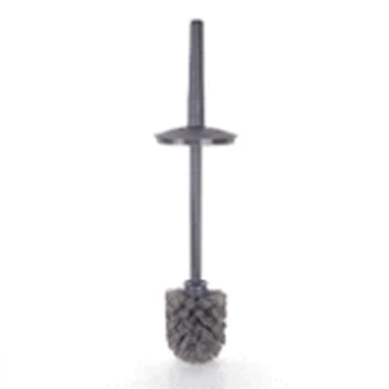 Toilet Brush Set (Closed) - White Cylinder - Grey Brush
